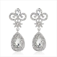 Elegant Clear Austrian Rhinestone Crystal Chandelier Dangle Earrings Prom E12