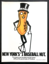 1984 Planters Peanuts 'Mr. Peanut' art New York's #1 Baseball Nut promo print ad