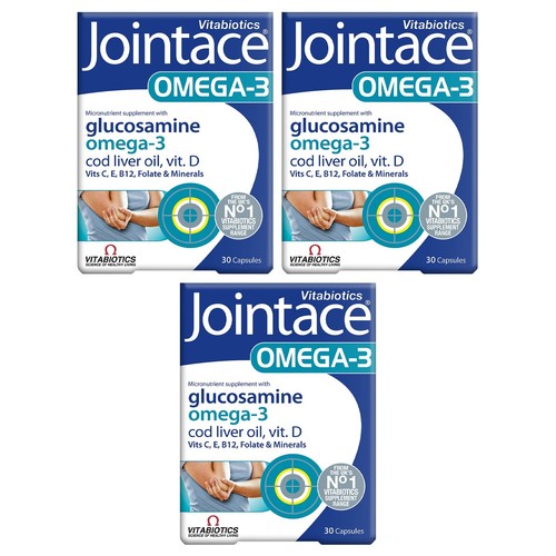 3 x Jointace Omega 3 Vitabiotics Bone & Joint Health Vitamin D B12 30