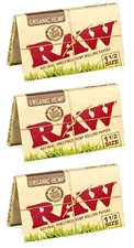 3x Raw Rolling Papers 1 1/2 Organic Unrefined 32 LVS/PK 3 Packs *USA SHIPPED*