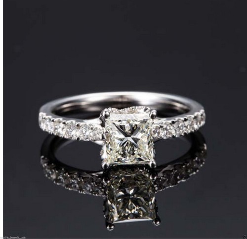 💍 Stunning 1.55CT Princess Cut Moissanite Ring | Solitaire | 14K White Gold ✨ - Picture 3 of 7