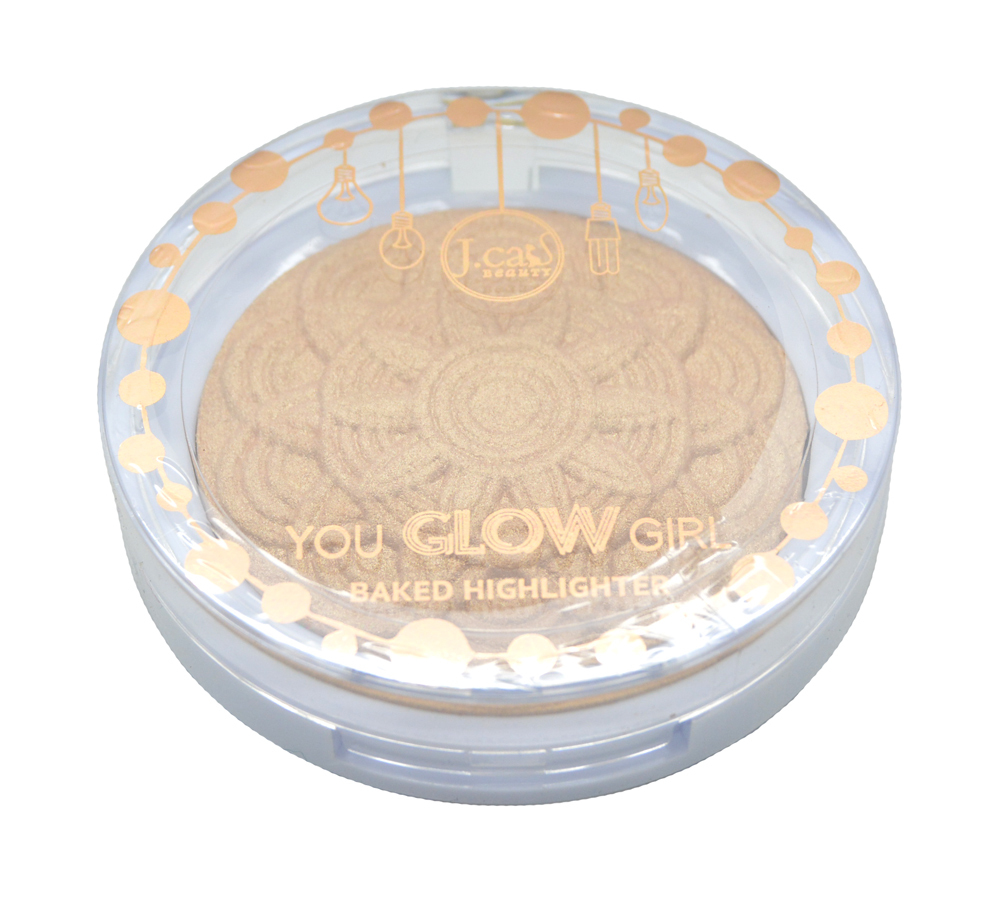 J. CAT BEAUTY You Glow Girl Baked Highlighter – Farbe Twilight, Für Strahlenden Teint & Lidschatten