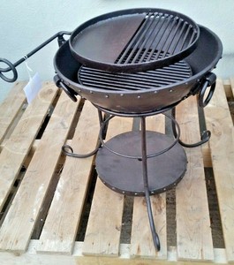 Cast Iron Kadai Design 15 Inch Fire Pit With Swing Out Bbq Tray Ebay
