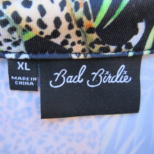 BAD BIRDIE Polo Golf Shirt Men's XL Green Jungle Jaguars Performance Geometric - Picture 8 of 14
