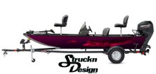 Northern Pike Bait Boat Wrap Vinyl Graphic Decal Kit Fish Bass Fishing Dark Pink