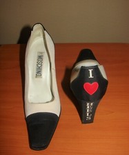 Vintage MOSCHINO I Heart Love Heels Spectator Linen Pumps Italy 37 / 6.5 Logo