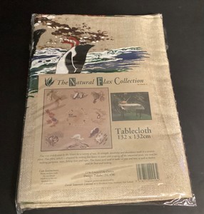 Vintage New Zealand Wildlife Natural Flax by Derek Tablecloth 52" x 52" Takahe 