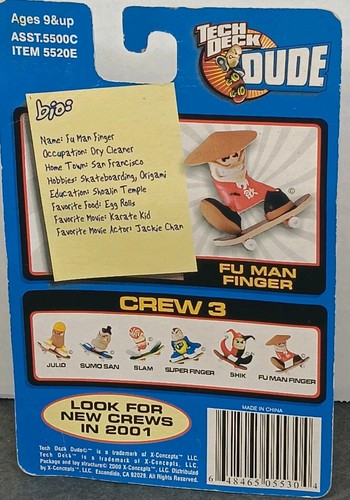 VTG 2000 Fu Man Finger - Red Shirt Tech Deck Dude Xconcepts Crew 3 - New Sealed - Picture 8 of 10