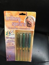 NUEVO Juego de 5 bolígrafos Britney Spears JELLY TREND PENS metálicos 2000 vintage coleccionistas
