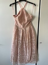 ASOS Floral Lace Wedding Guest Dress In Blush Pink Size 10