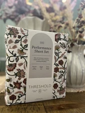 King 400 Thread Count Performance Sheet Set Warm Floral - Threshold NEW