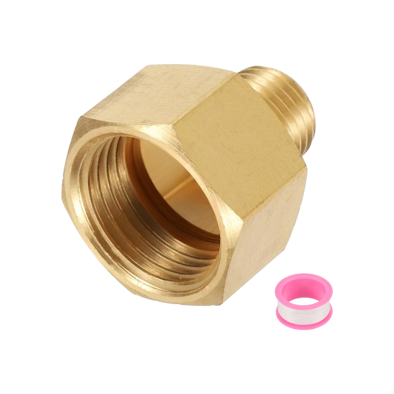 Brass Pipe Fitting, 1/2" G Female × 1/4" NPT Male Hex Nipple Pipe Adapter