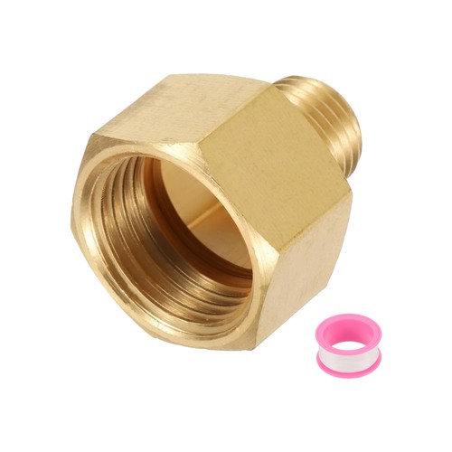 Brass Pipe Fitting, 1/2" G Female ร 1/4" NPT Male Hex Nipple Pipe Adapter
