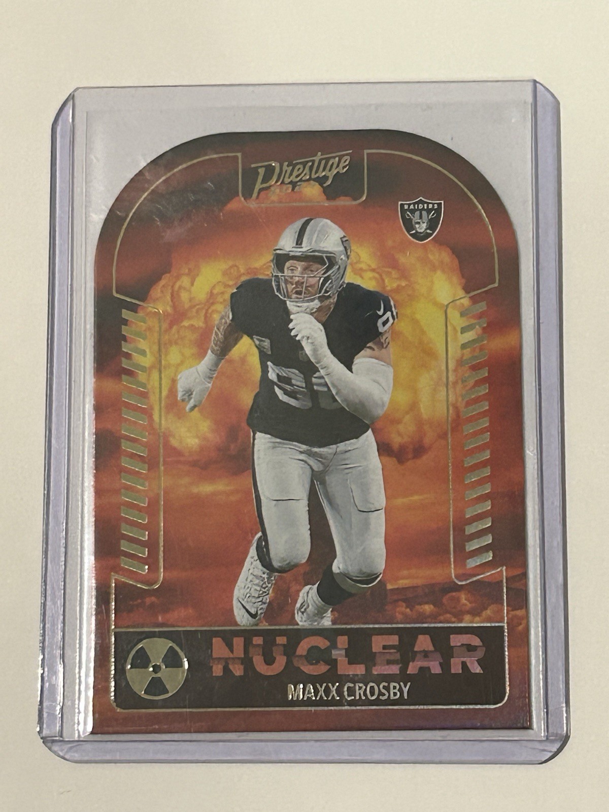 Maxx Crosby SSP Nuclear 2024 Panini Prestige CASE HIT Las Vegas Raiders Die-Cut