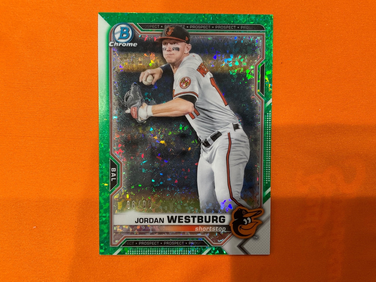 2021 Bowman - Chrome Prospects Jordan Westburg #BCP-98 Green Mini-Diamond /99