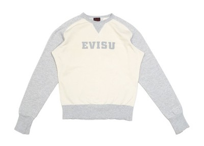 Evisu Big Center Logo Two-Tone Crewneck Sweatshirt Made in Italy