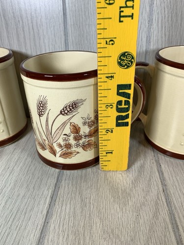 Sears & Roebuck Tazzine da Caffè in Fine Ceramica Set 4 Pezzi Cattail Marrone Beige 3004 - Foto 7 di 11