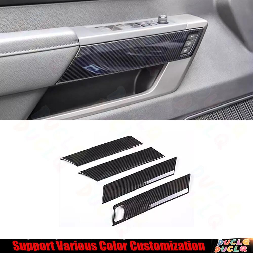 DX Inner Door Handle Armrest  Trim For Toyota Tundra 2022-2024 ABS Carbon Fiber