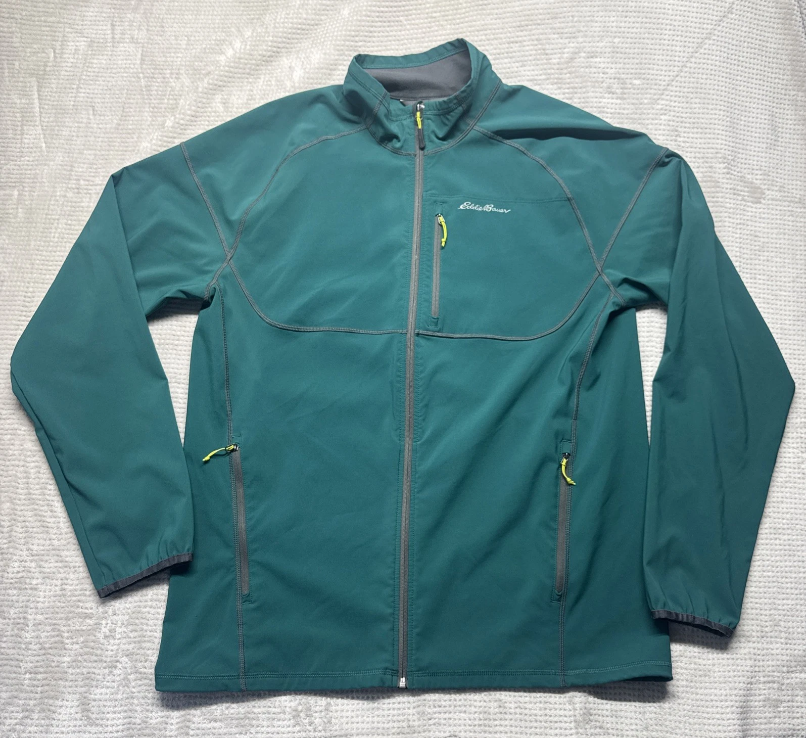 Eddie Bauer Lightweight Windbreaker Jacket Mens Size TL Dark Green Zip Outdoor
