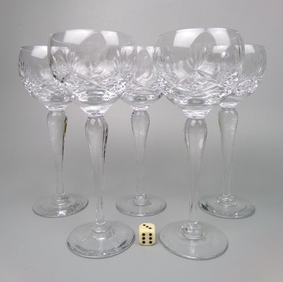 Geschliffene Kristall Hock Gläser x 5. Wein Champagner Cocktail Martini Set. 175ml 7,5''