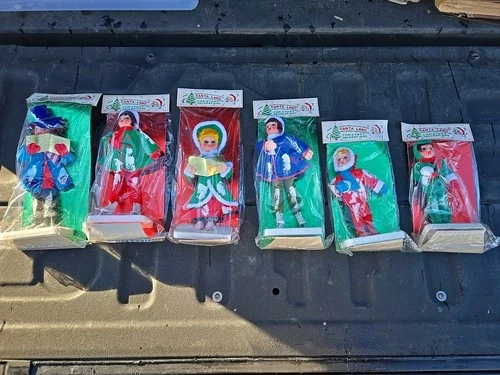NOS MIP Set Of 6 Vintage Santa Land Japan Christmas Carolers And Skaters