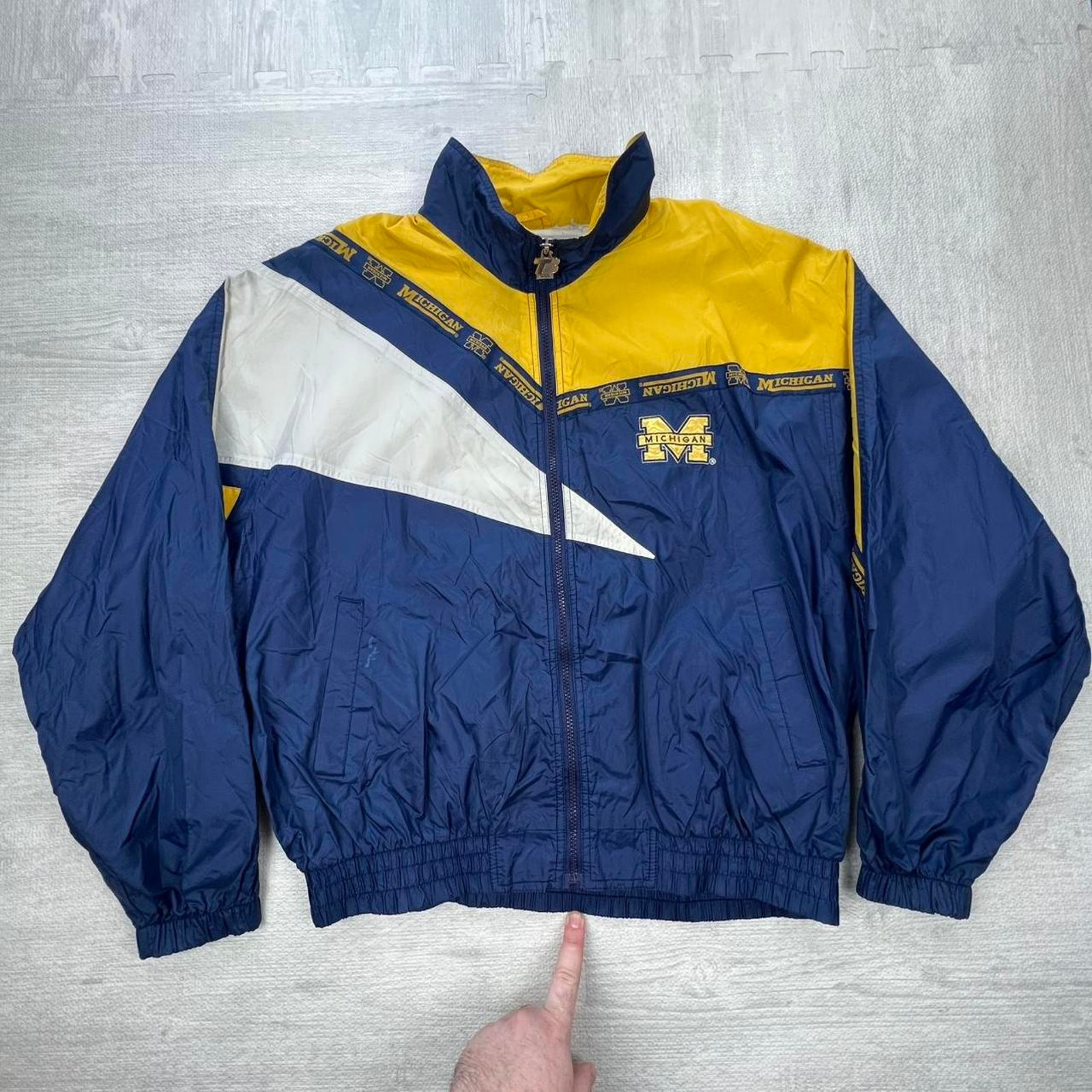 Vintage 90s Michigan Wolverines Full-Zip Coat Jacket Size: XL Blue Yellow NCAA