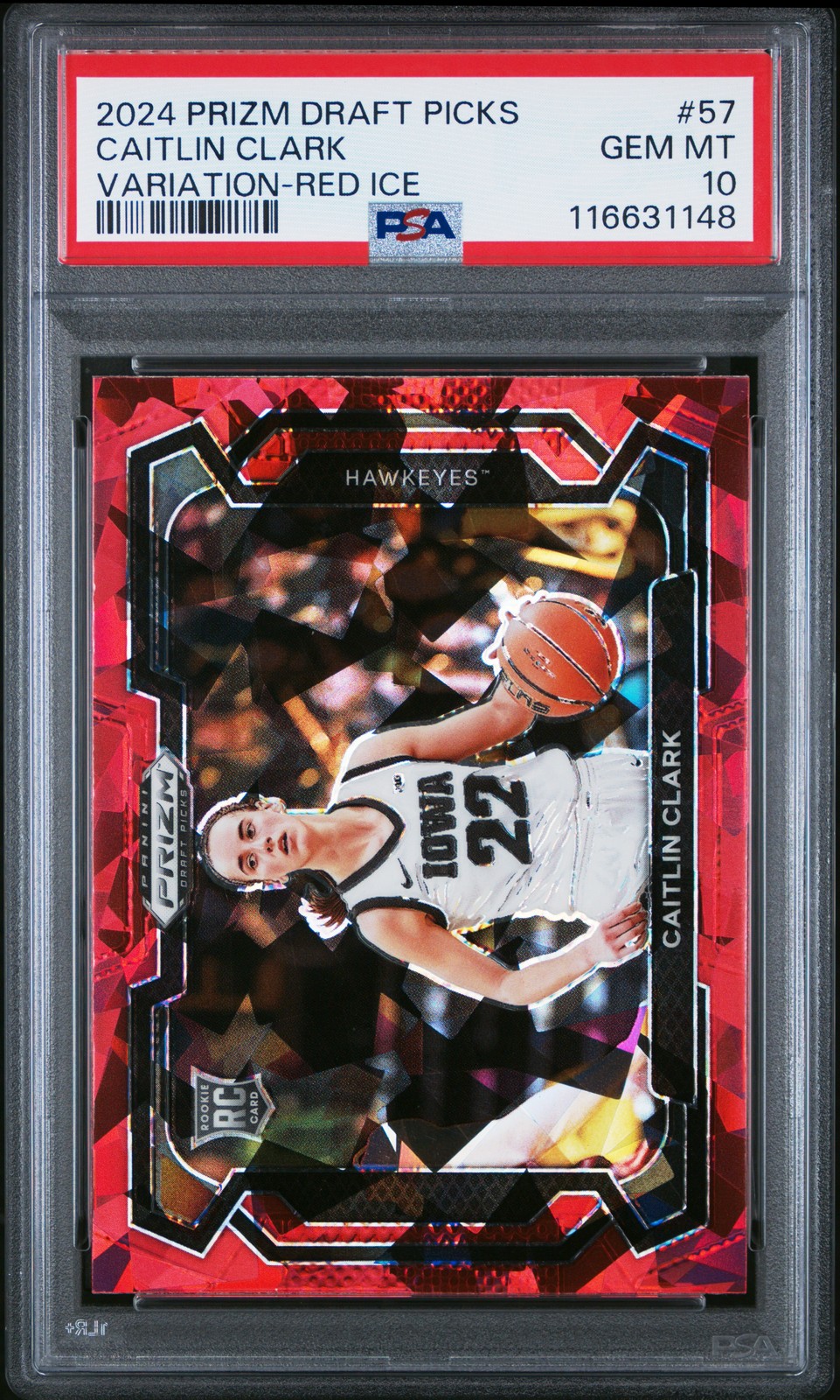 2024 PANINI PRIZM DRAFT PICKS VAR-RED ICE #57 CAITLIN CLARK ROOKIE RC PSA 10