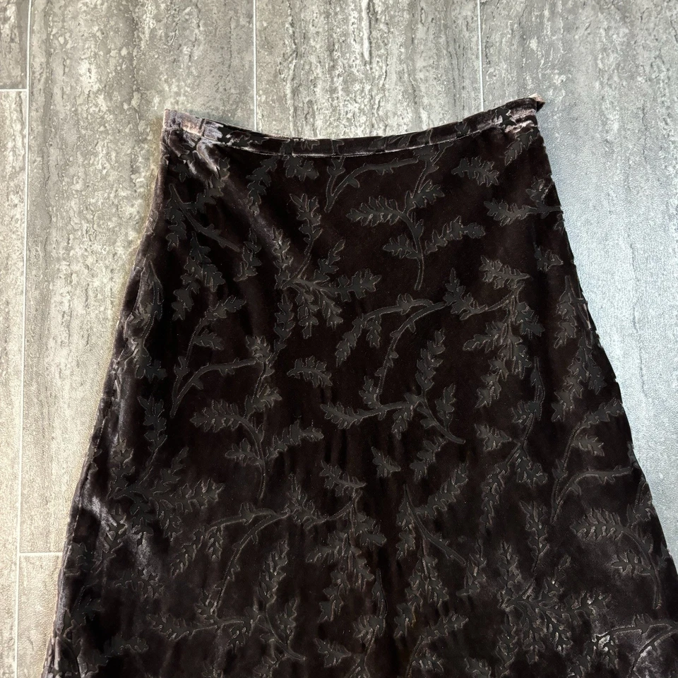 复古花卉天鹅绒倦怠长裙 2 码假日派对冬季茄子紫色 — 第 3/4 张图片