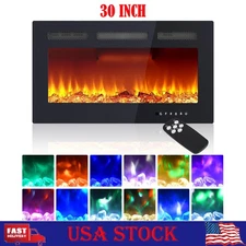 30" Electric Fireplace Wall Mounted Recessed Ultra Thin Electrics Heater