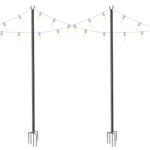 10 Ft String Light Pole Outdoor Metal Pole Aluminum Patio Backyard Party 2 Pack