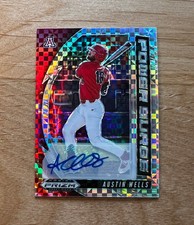 Austin Wells 2020 Panini Draft Picks Power Surge #PDP176 Plaid Yankees Auto /17