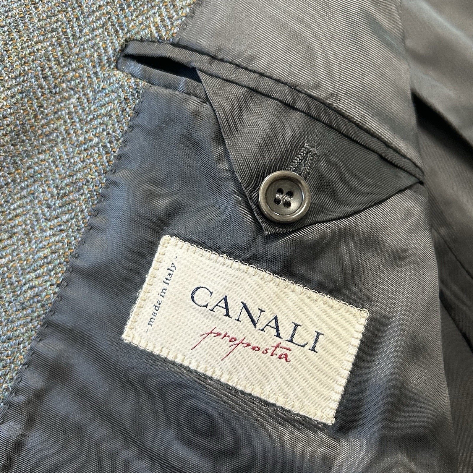 CANALI Proposta Men’s Blazer 44R Herringbone Gray Wool Sport Coat Quiet Luxury