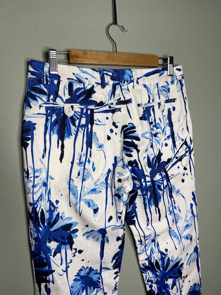 Pantalones Jean Paul Gaultier Primavera 2015 Azul Floral Mujer Talla 42 Hecho en Italia Raro Foto 4 de 4