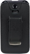 Case TCL Flip 3 Phone Black Vegan Leather Form-Fit Cover Built-In Screen Metal