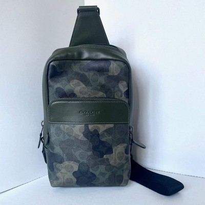 Coach Gotham Pack Sling CAF37 Camo Green Signature Leather Mens
