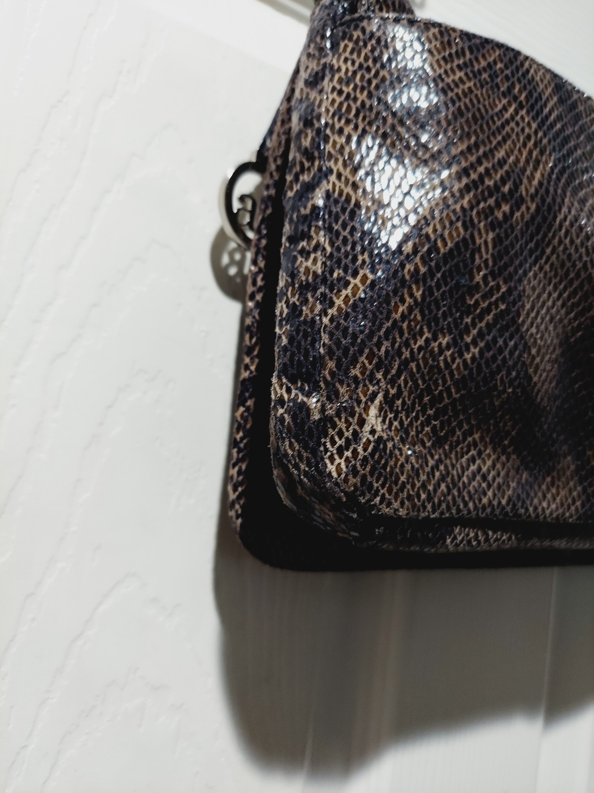 AUDREY BROOKE Python Embossed Leather Silver Chai… - image 10