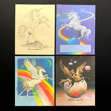 4 UNICORN PEGASUS BORIS VALLEJO rainbow celestial BOOKPLATE Fantasy cosmic moon
