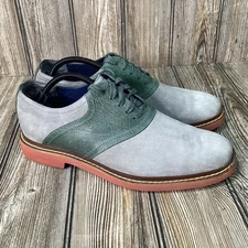 Cole Haan C10783 Mens Leather Suede Oxford Dress Shoes Gray Green Size 9.5 M