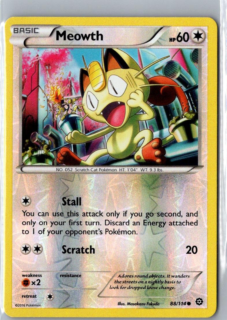 MEOWTH 88/114 COMMON STEAM SIEGE POKEMON REVERSE HOLO LP