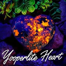 Natural Yooperlite Crystal Heart Carved UV Reactive Stone Healing Reiki Decor