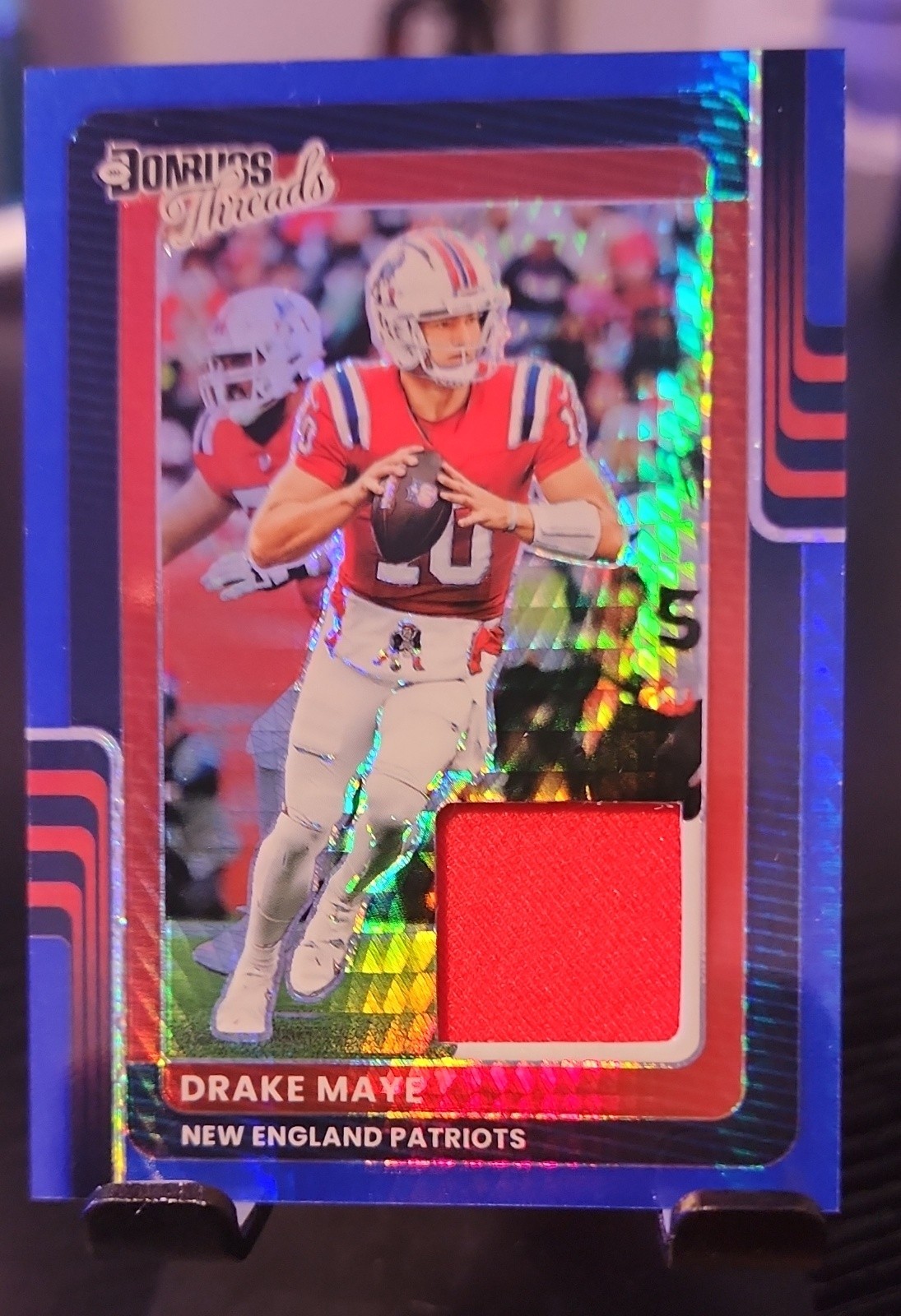 2025 Panini Donruss Optic - Donruss Threads Drake Maye  Blue Hyper Prizm (MEM)