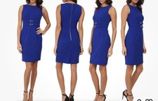 Calvin Klein Royal Blue Double Buckle Accent Sheath Dress Size 10