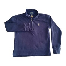 Polo Ralph Lauren 1/4 Zip Pony Sweater Pullover Boys Size 5 Blue Casual Preppy