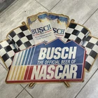 Busch NASCAR Official Beer Tin Metal Bar Sign Nascar VINTAGE