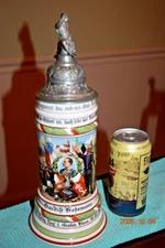 Antique Regimental Military German Beer Stein, Gardist, Rosters, Mint Dtd. 1909