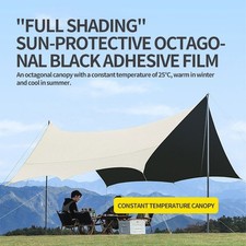 Large Beach Tent Canopy 450x520cm UPF50+ Black Coated Sun Shelter Garden Patio