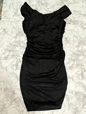 GUESS Los Angeles Black Slinky Ruched Bodycon Dress Convertible Off Shoulder XS