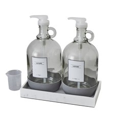 Laundry Detergent Dispenser Set Clear and White 128 Fluid Ounce 4 Piece Kit