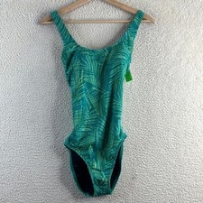 NWT Lands End Sample Womens Green Tropical X-Back One-Piece Swimsuit Size 8L