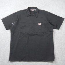 Ben Davis Mens Black Half Zip Work Shirt Short Sleeve Size L Made in USA SB994